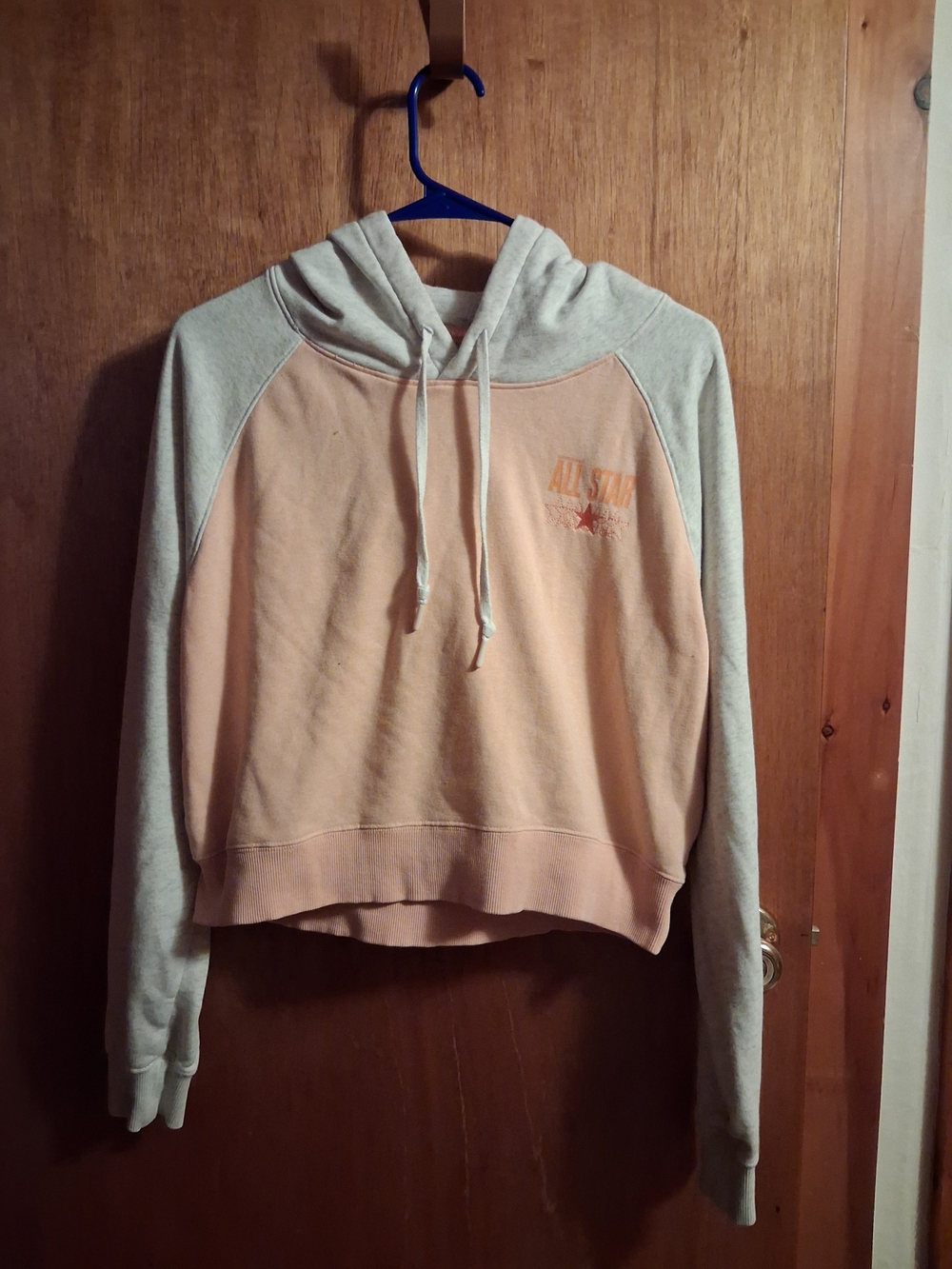 Converse Peach and Light Gray Cropped Hoodie